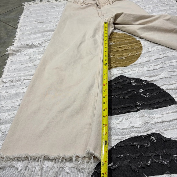 Zara Womens Beige Rise High Jeans Sz 10 The Marine Straight Casual Preppy Comfy - Picture 10 of 11